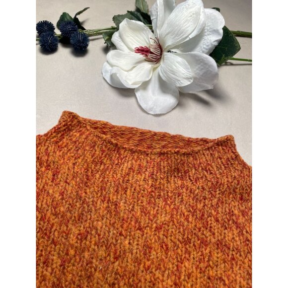Vintage Eileen Fisher Womens Orange Wool Ribbed Knit Sweater Medium Academia Y2K - Picture 9 of 10